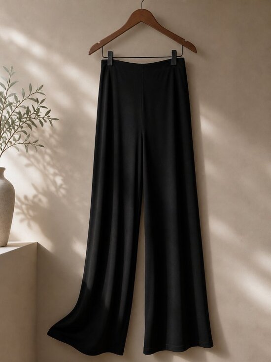 Pants - Lissa Paris Black Wide Leg Stretch Pants | Made in France | One Size